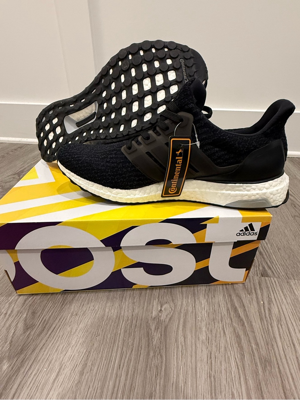 adidas Black Men’s Running Sneakers with White Boost Midsole